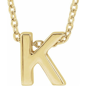 14K Gold Initial A-Z Slide Pendant Necklace