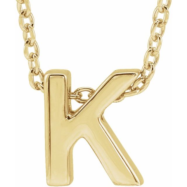 14K Gold Initial A-Z Slide Pendant Necklace