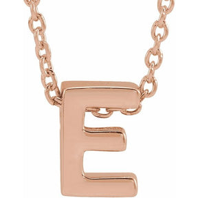 14K Gold Initial A-Z Slide Pendant Necklace