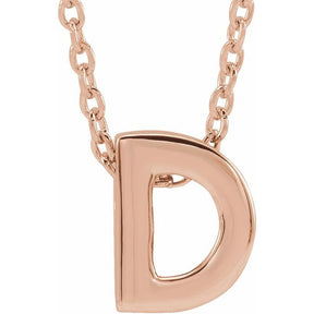 14K Gold Initial A-Z Slide Pendant Necklace