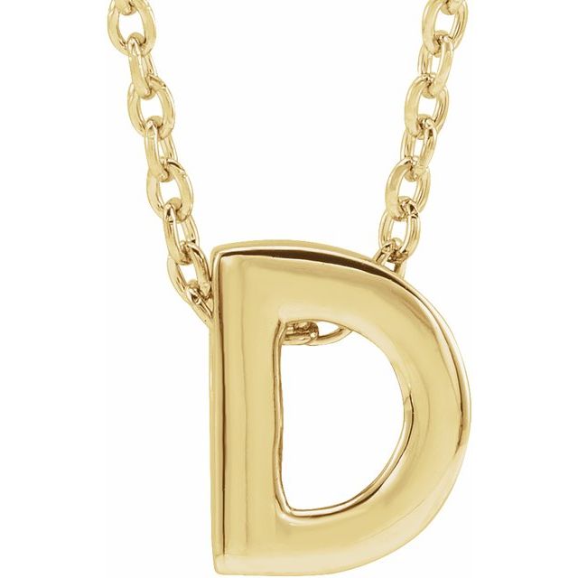 14K Gold Initial A-Z Slide Pendant Necklace