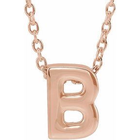 14K Gold Initial A-Z Slide Pendant Necklace