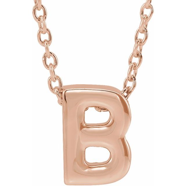 14K Gold Initial A-Z Slide Pendant Necklace