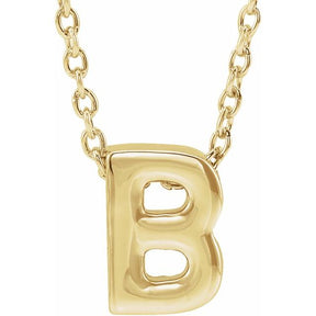 14K Gold Initial A-Z Slide Pendant Necklace