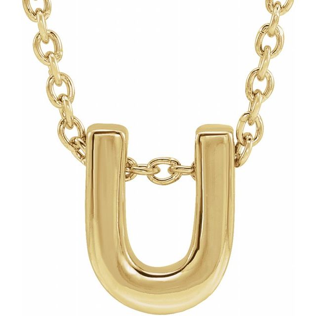 14K Gold Initial A-Z Slide Pendant Necklace