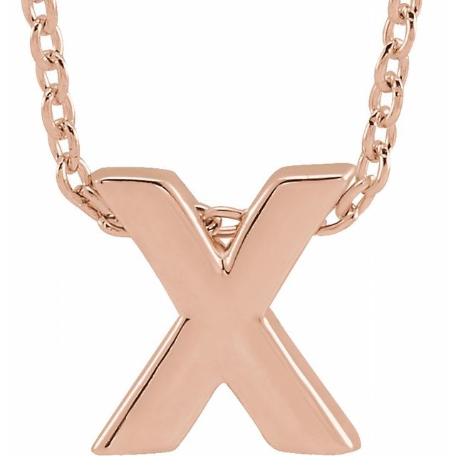 14K Gold Initial A-Z Slide Pendant Necklace