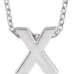 14K Gold Initial A-Z Slide Pendant Necklace