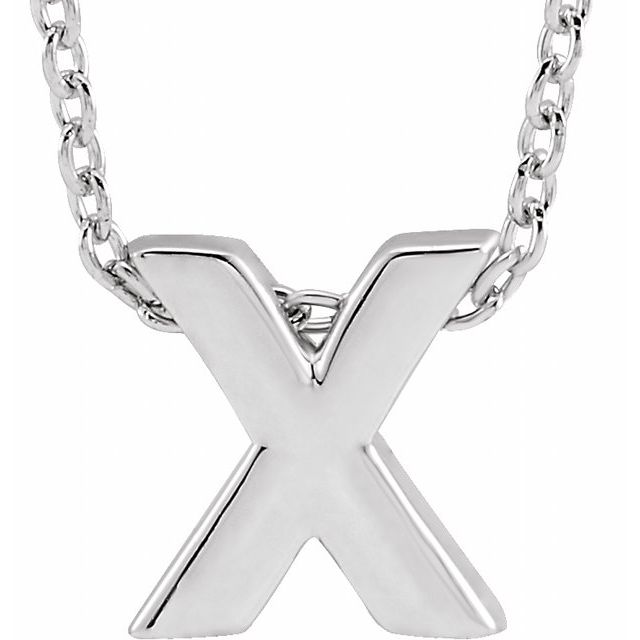 14K Gold Initial A-Z Slide Pendant Necklace