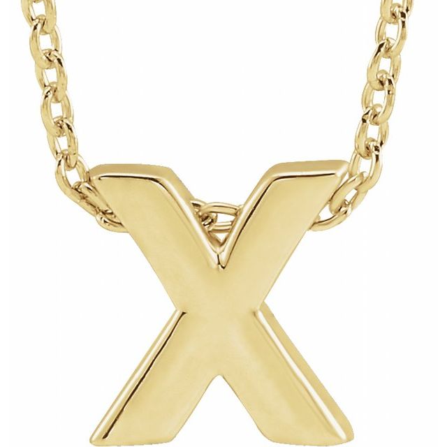 14K Gold Initial A-Z Slide Pendant Necklace