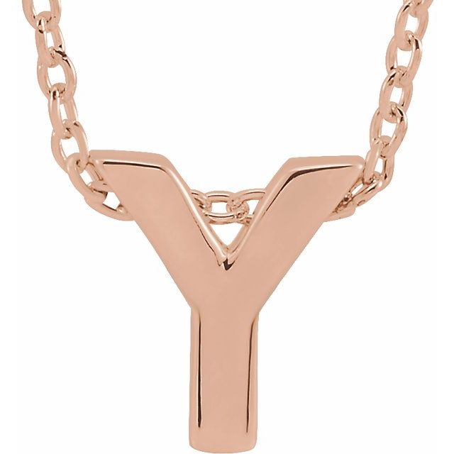 14K Gold Initial A-Z Slide Pendant Necklace