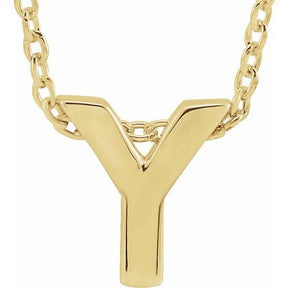 14K Gold Initial A-Z Slide Pendant Necklace