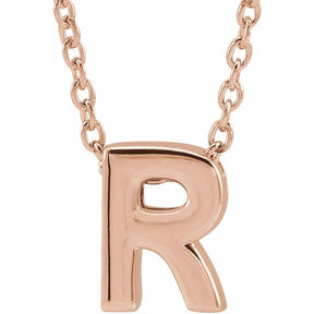 14K Gold Initial A-Z Slide Pendant Necklace