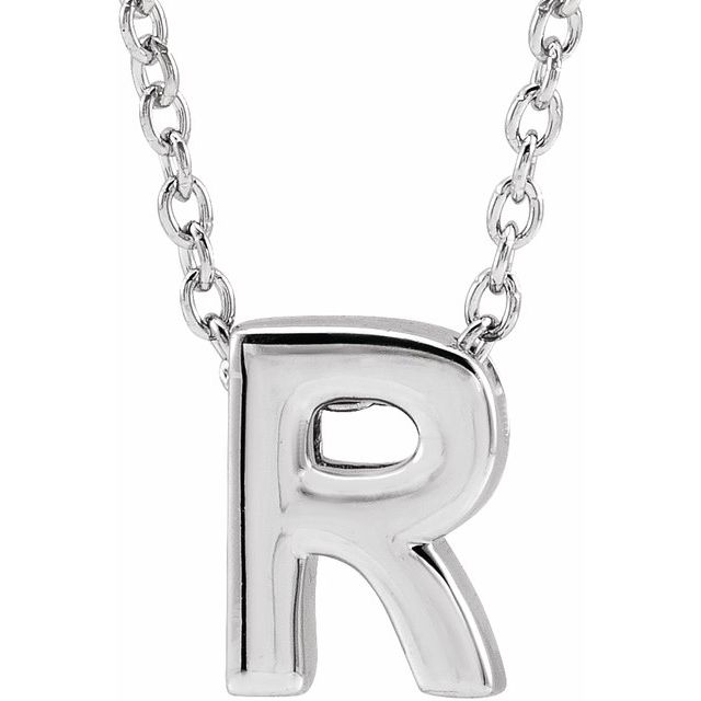 14K Gold Initial A-Z Slide Pendant Necklace