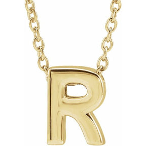 14K Gold Initial A-Z Slide Pendant Necklace