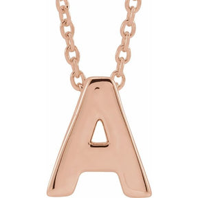 14K Gold Initial A-Z Slide Pendant Necklace