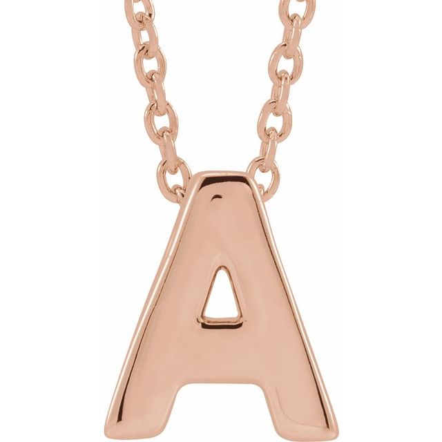 14K Gold Initial A-Z Slide Pendant Necklace