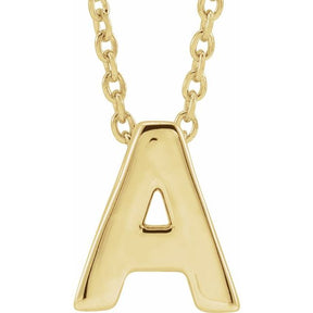 14K Gold Initial A-Z Slide Pendant Necklace