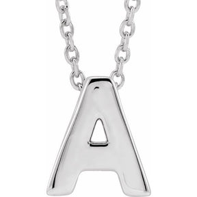 14K Gold Initial A-Z Slide Pendant Necklace