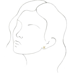 14K Gold Single Initial A-Z Earring