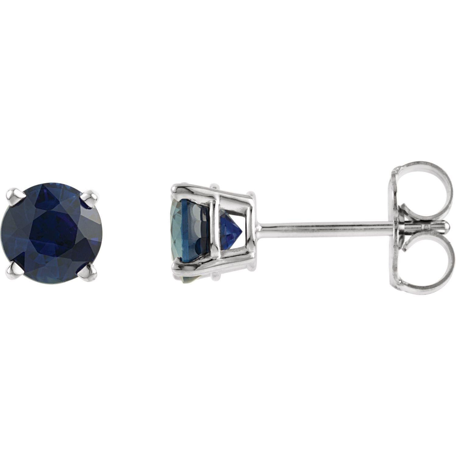 14K Gold Lab-Grown Blue Sapphire Stud Earrings