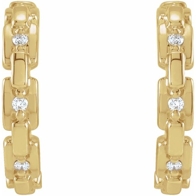14K Gold Natural Diamond Chain Link Huggies