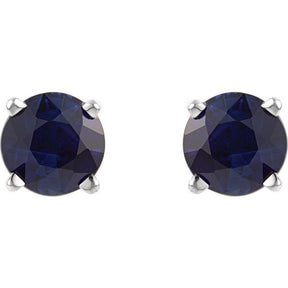 14K Gold Lab-Grown Blue Sapphire Stud Earrings