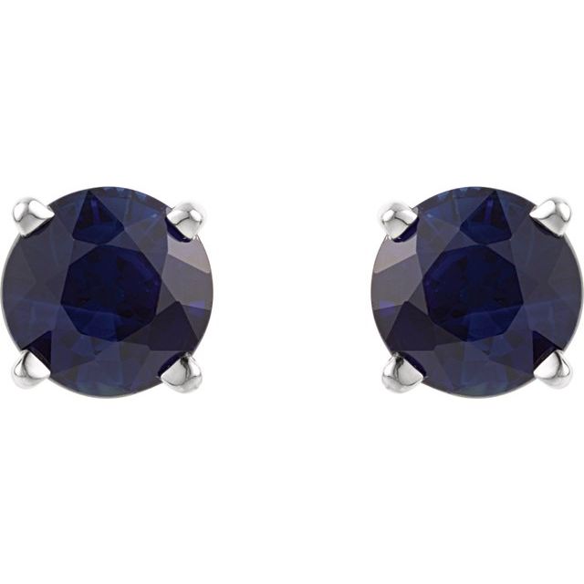 14K Gold Lab-Grown Blue Sapphire Stud Earrings