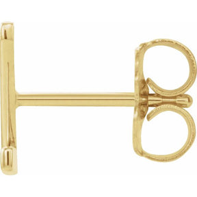 14K Gold Single Initial A-Z Earring