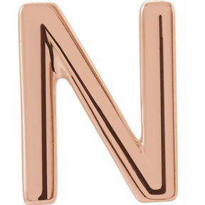 14K Gold Single Initial A-Z Earring