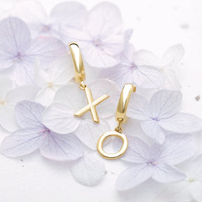 14K Gold Initial A-Z Hinged Huggie Earring