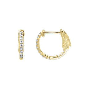 14K Gold Natural Diamond Inside-Outside Hinged Hoop Earrings