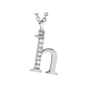 14K Gold Natural Diamond Lowercase Initial a-z Necklace