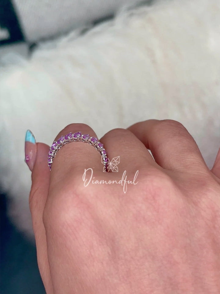 Captivating 3.82 Ct Pear Shaped Pink Sapphire Eternity Band
