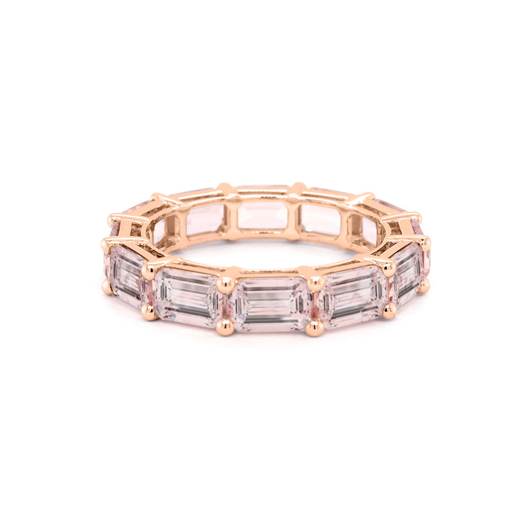 Exquisite 5.98 CT Emerald Cut Pink Sapphire Eternity Band