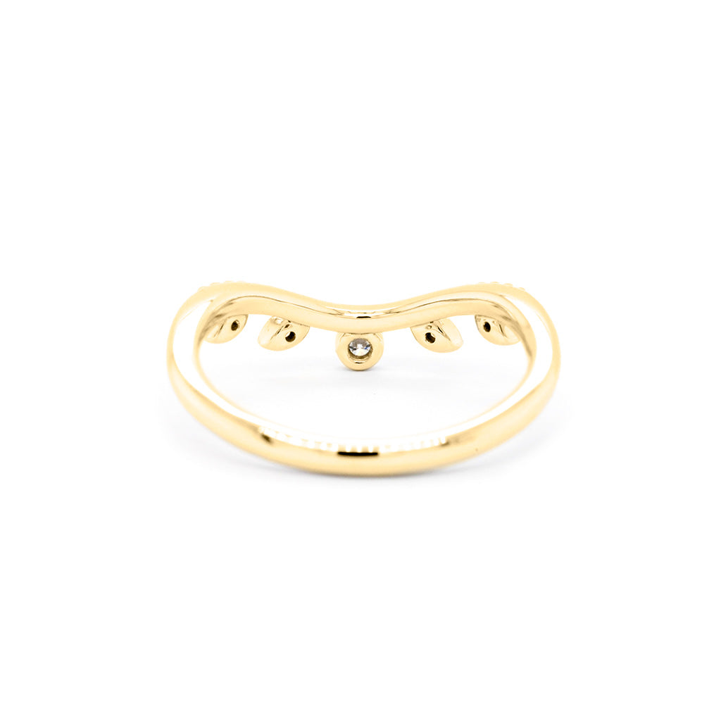14K/18K Gold Stackable 5 Stones Curved Band