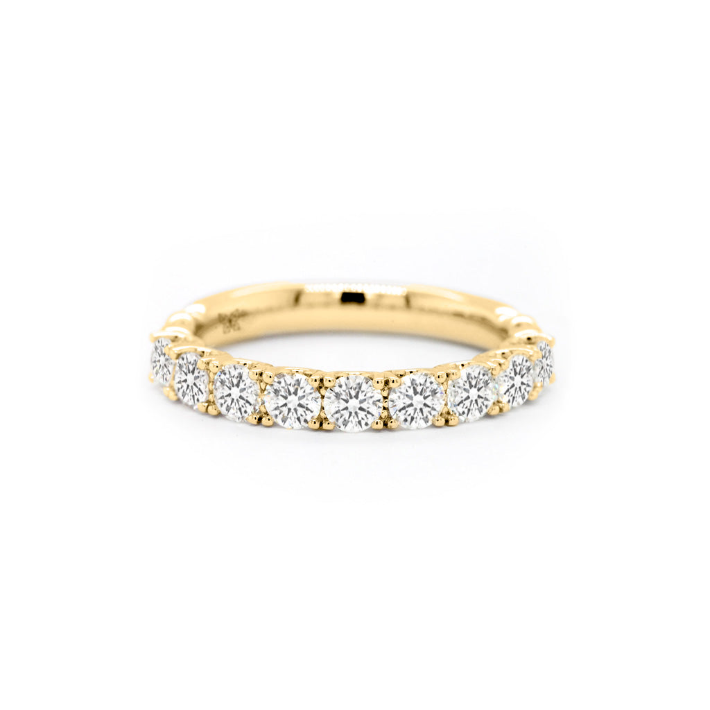 14K Gold 9 Stones Half Eternity Anniversary Band