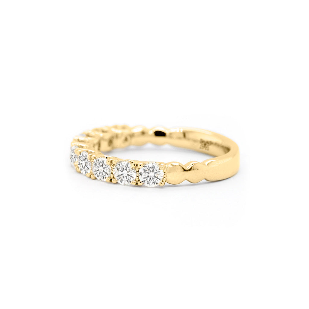 14K Gold 9 Stones Half Eternity Anniversary Band