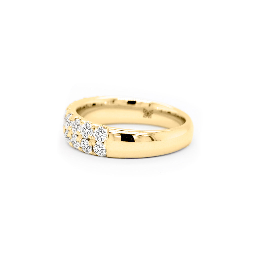 14K/18K Gold 18 Diamonds Half Eternity Stackable Anniversary Band