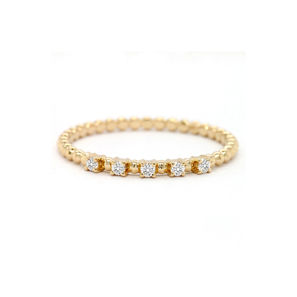 Chic 18K Gold Stackable Band with 5 Gorgeous Stones