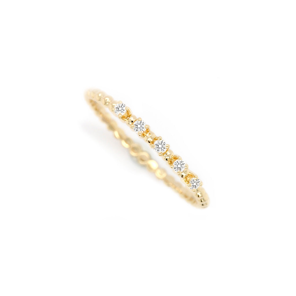 Chic 18K Gold Stackable Band with 5 Gorgeous Stones