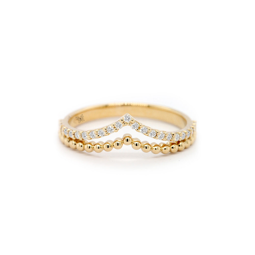 14K/18K Gold Curved Band with 23 Beautiful Stones