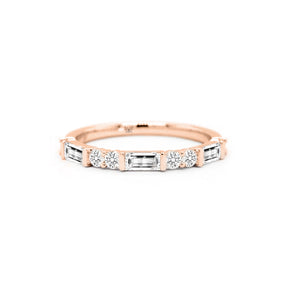 14K Diamond Fashion 11 Stone Half Eternity Stackable Anniversary Band