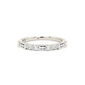 14K Diamond Fashion 11 Stone Half Eternity Stackable Anniversary Band