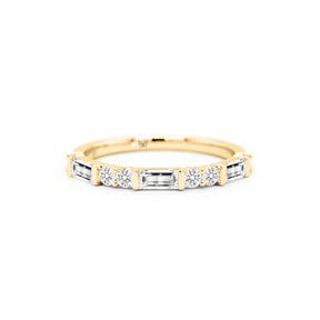 14K Diamond Fashion 11 Stone Half Eternity Stackable Anniversary Band