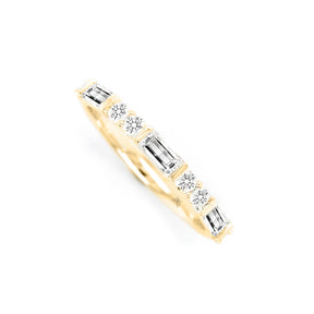 14K Diamond Fashion 11 Stone Half Eternity Stackable Anniversary Band