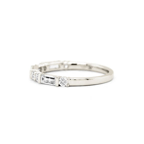 14K Diamond Fashion 11 Stone Half Eternity Stackable Anniversary Band