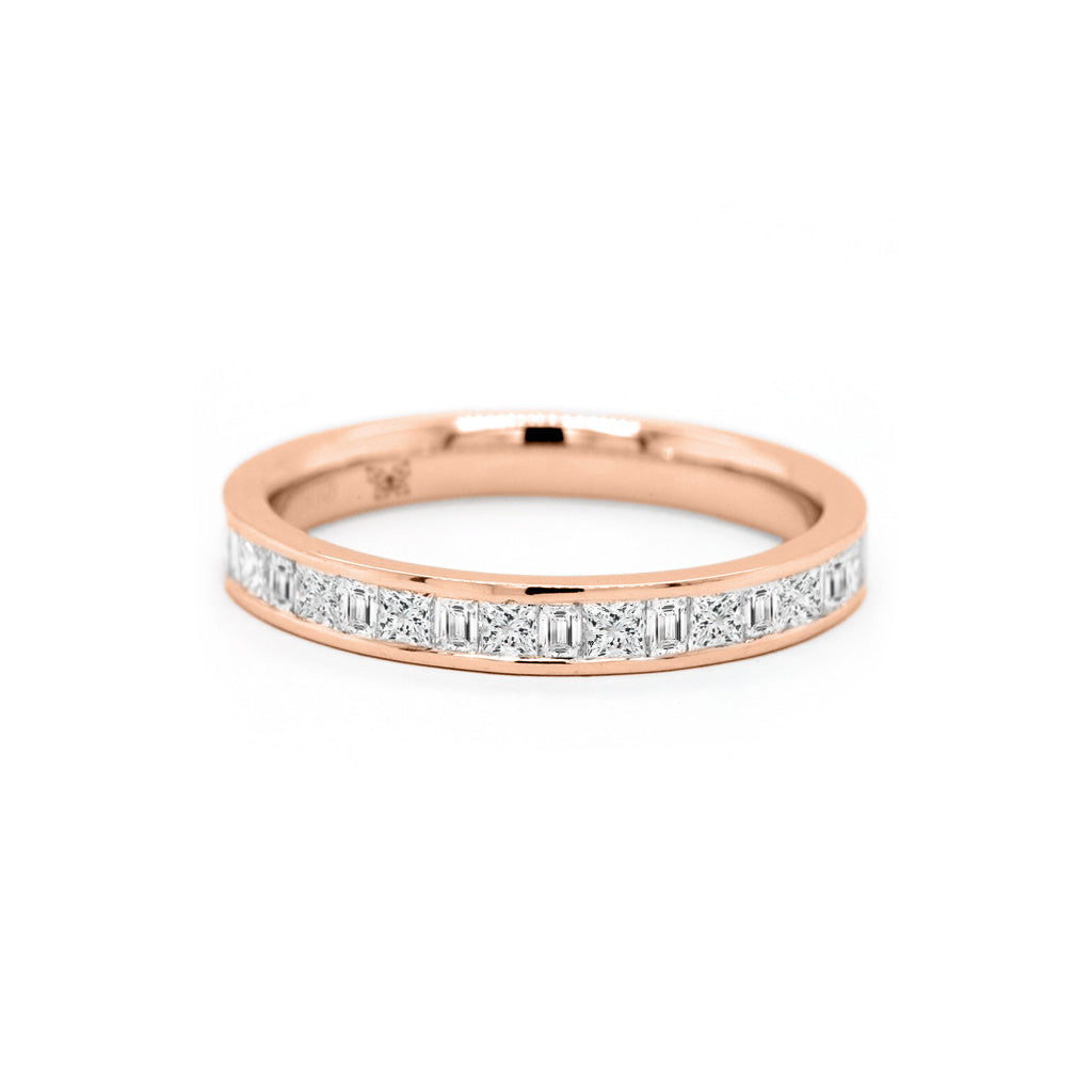 14K Gold Half Eternity Stackable Anniversary Band with 19 Exquisite Stones