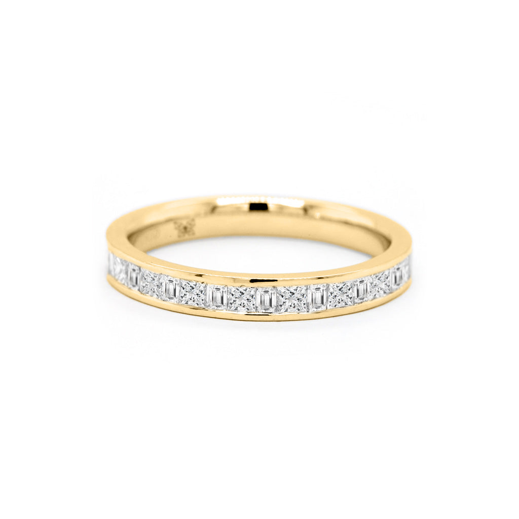 18K Gold Half Eternity Stackable Anniversary Band with 19 Exquisite Stones