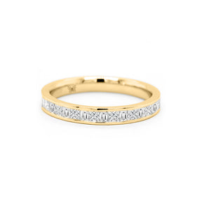 18K Gold Half Eternity Stackable Anniversary Band with 19 Exquisite Stones