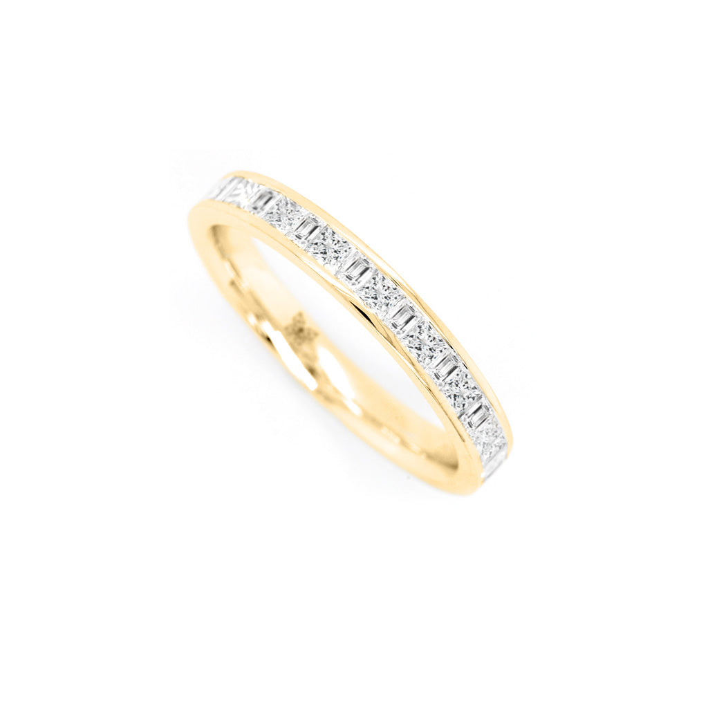 18K Gold Half Eternity Stackable Anniversary Band with 19 Exquisite Stones